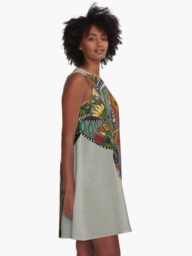 Alternate view of floral elephant stone A-Line Dress