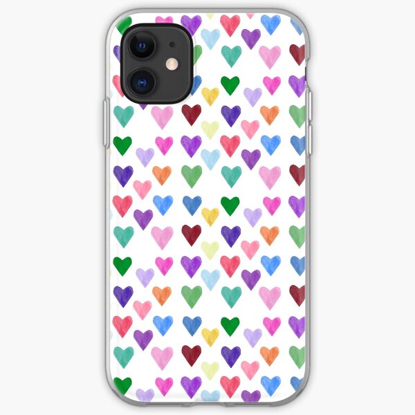 Watercolor Hearts Pattern iPhone Soft Case