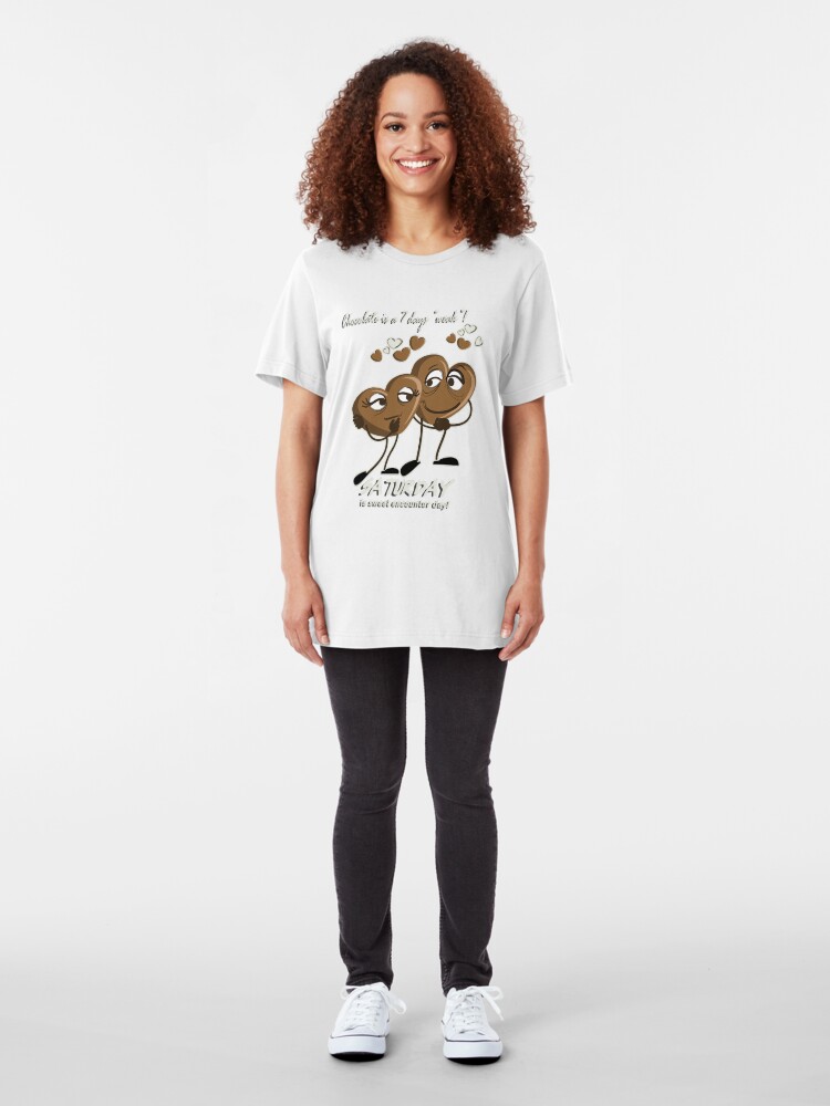 Alternate view of Chocolate - Saturday is sweet encounter day Slim Fit T-Shirt
