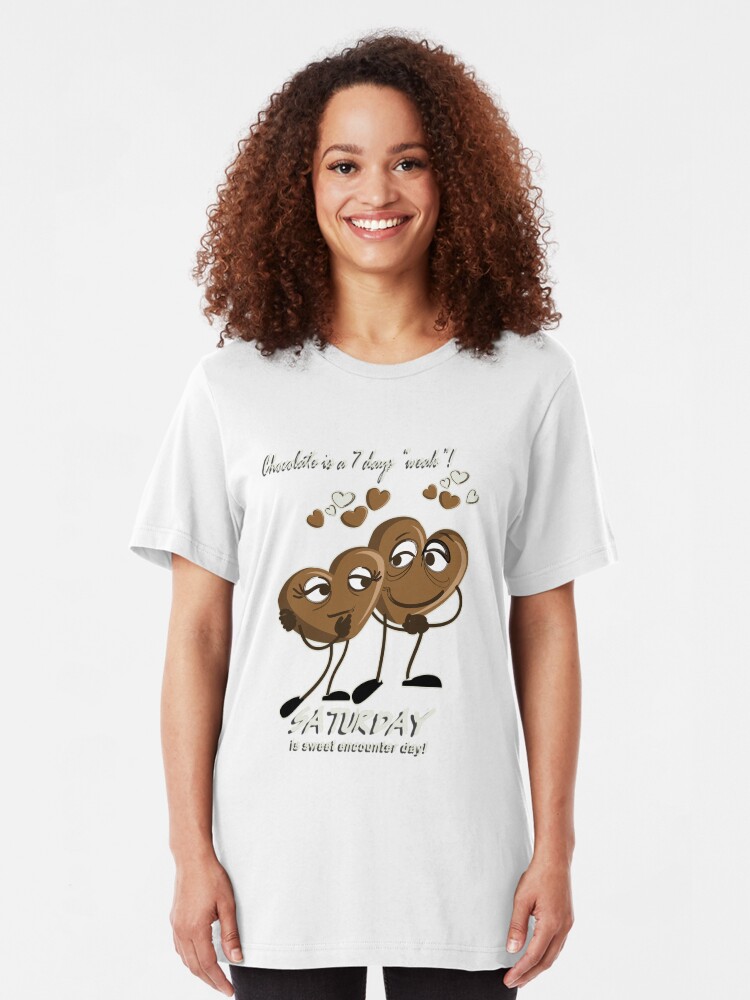 Alternate view of Chocolate - Saturday is sweet encounter day Slim Fit T-Shirt