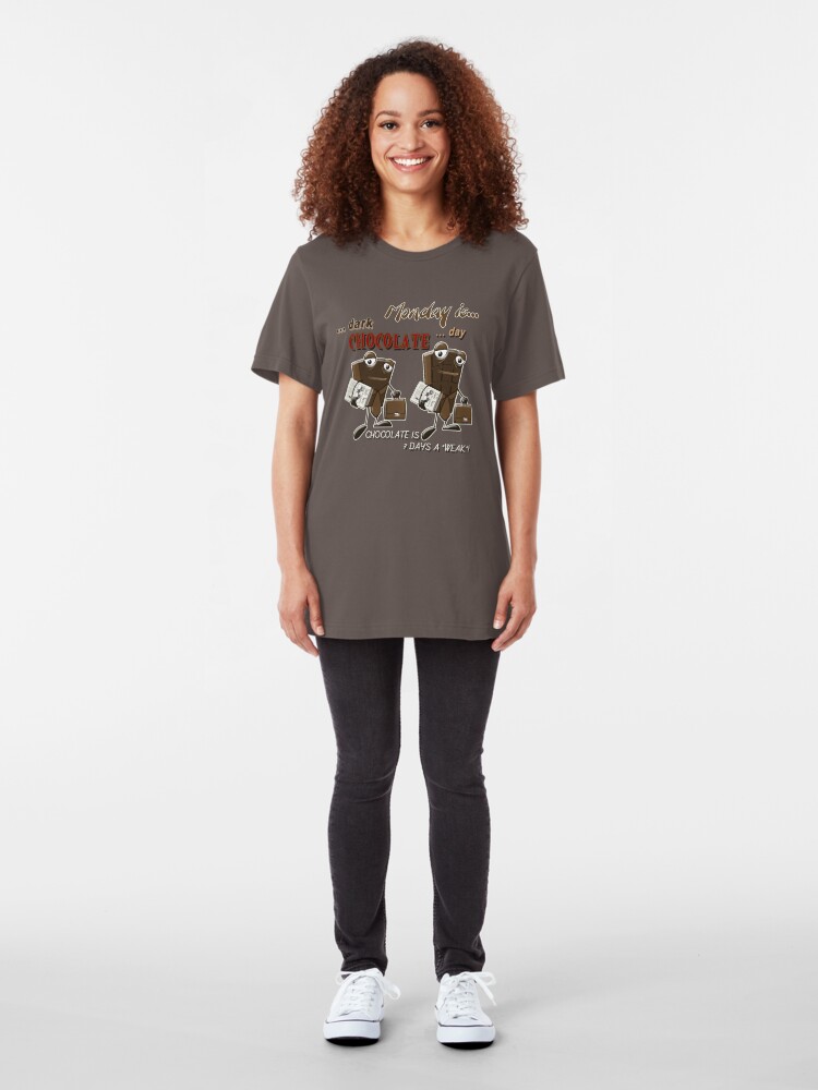 Alternate view of Chocolate - Monday is dark chocolate day Slim Fit T-Shirt