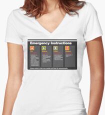 Subway Emergency Instructions Women's Fitted V-Neck T-Shirt