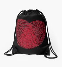 Fingerprint Heart Drawstring Bag