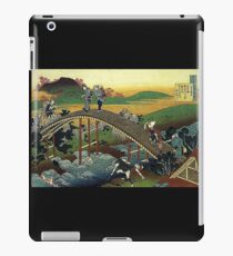 'Travelers on the Bridge Near The Waterfall of Ono' by Katsushika Hokusai (Reproduction) iPad Case/Skin