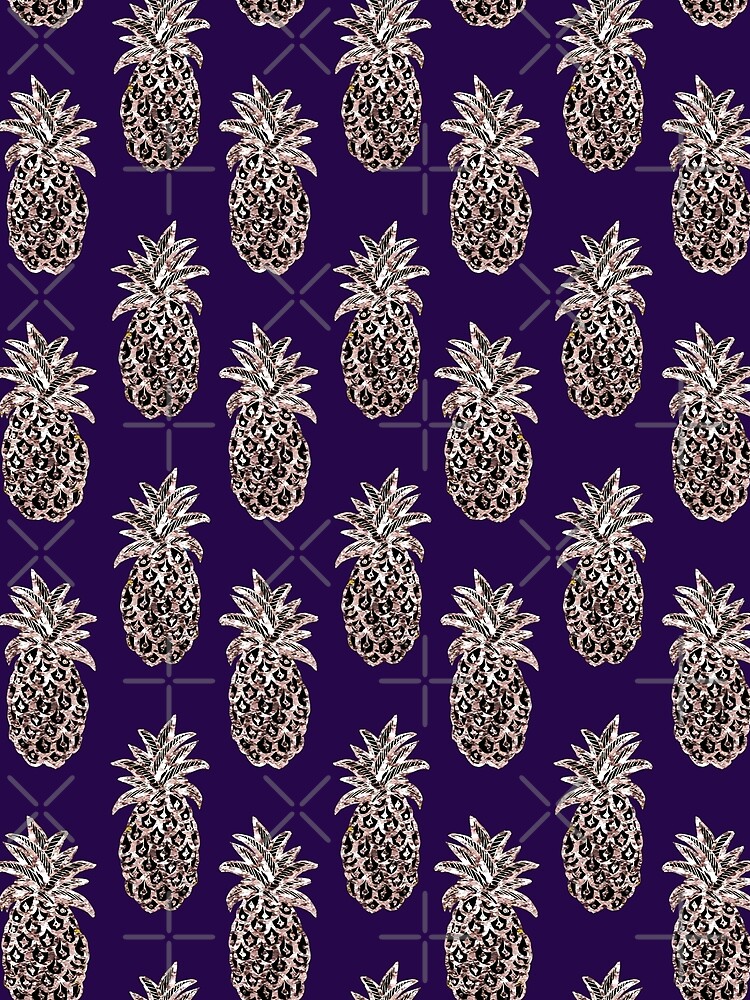 Rose Gold pineapples on purple by MagentaRose