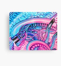Zuckerwatte-Alien - Acrylmalerei Metalldruck