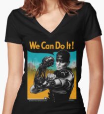 We Can Do It (Furiously) Women's Fitted V-Neck T-Shirt