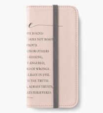1 Corinthians 13:4-7, Love Verses, Bible Verse Lettering, Love is Patient, Farmhouse Decor iPhone Wallet/Case/Skin