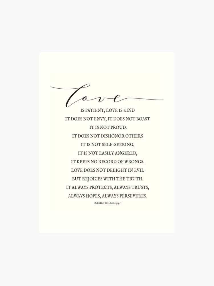 1 Corinthians 134 7 Love Verses Bible Verse Lettering Love Is Patient Farmhouse Decor Art Print