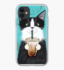 Tuxedo Cat with Iced Coffee iPhone Case