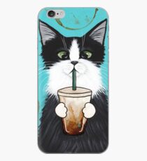 Tuxedo Cat with Iced Coffee iPhone Case