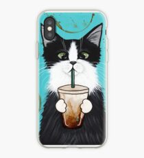 Tuxedo Cat with Iced Coffee iPhone Case