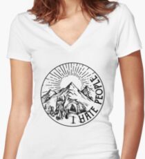 Camping Hiking I Hate People T-shirt Women's Fitted V-Neck T-Shirt