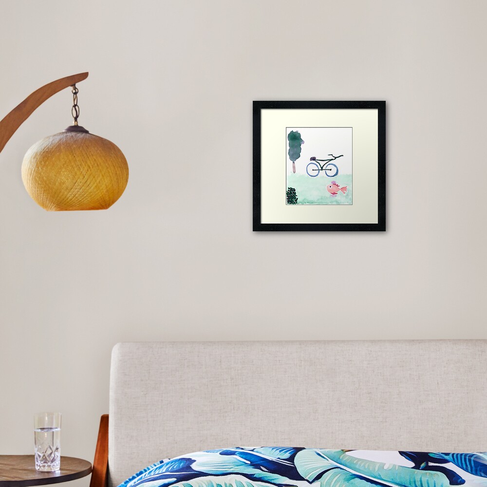 bike & fish Framed Art Print