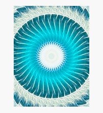 Cyan Glow Kaleidoscope 7 Photographic Print
