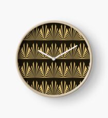 Art Deco, schwarz und Gold, geometrisch, Muster, Weinlese, Chic, 1920 Ära Uhr