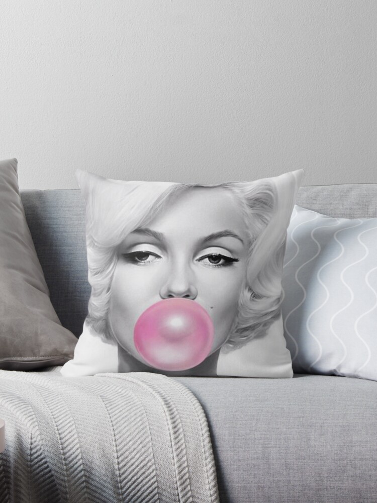 Black And White Marilyn Monroe Gum Throw Pillow By Kennethmack