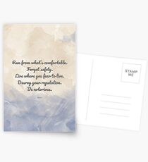 Forget safety. Live where you fear to live. - Rumi Postcards