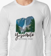 Yosemite National Park - Yosemite Falls Waterfall Mountain Valley Long Sleeve T-Shirt