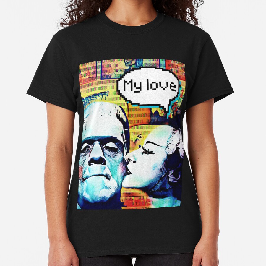 Frankenstein and Bride monster love Classic T-Shirt