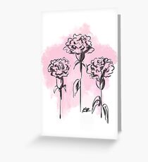 Inked Pink Carnation Greeting Card
