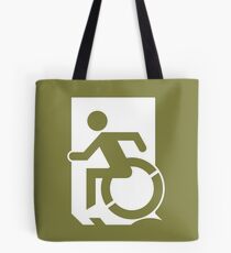 Emergency Exit Sign, with the Accessible Means of Egress Icon, part of the Accessible Exit Sign Project Tote Bag