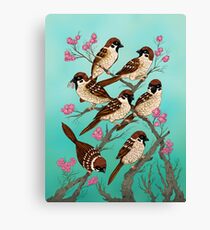 Sakura Sparrows Canvas Print