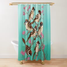 Sakura Sparrows Shower Curtain