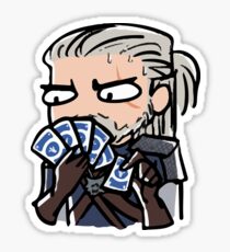Geralt playing gwent Sticker