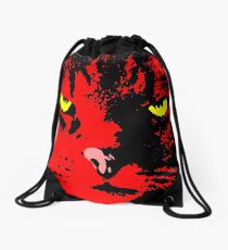 ANGRY CAT POP ART - RED YELLOW BLACK Drawstring Bag