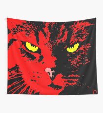 ANGRY CAT POP ART - RED YELLOW BLACK Wall Tapestry