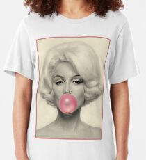 MARILYN MONROE : Bubble Blowing Print Slim Fit T-Shirt