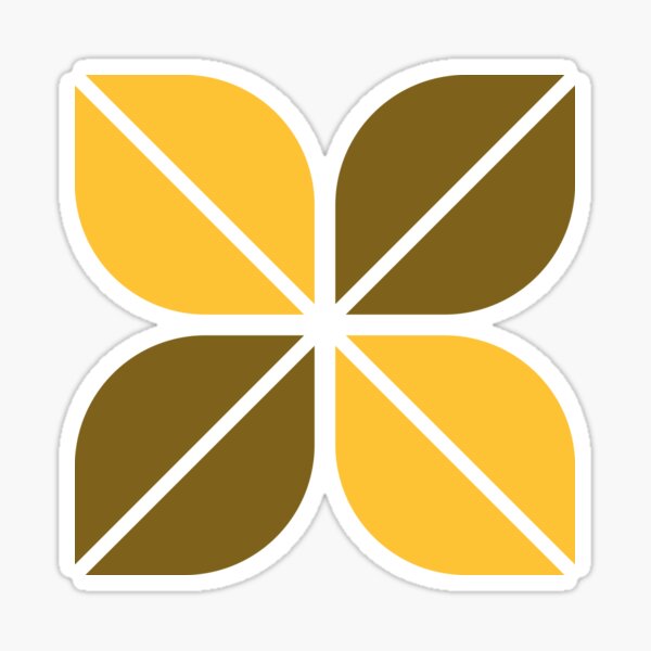 Geometric Pattern: Leaf: Yellow/Black Sticker