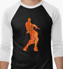Orange Justice Fortnite Dance Shirt Sticker Print Men's Baseball ¾ T-Shirt