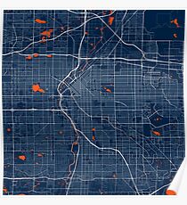 Denver Map In Broncos Colors Poster
