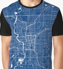 Indianapolis Map In Colts Colors Graphic T-Shirt