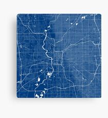 Indianapolis Map In Colts Colors Metal Print