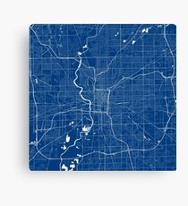 Indianapolis Map In Colts Colors Canvas Print