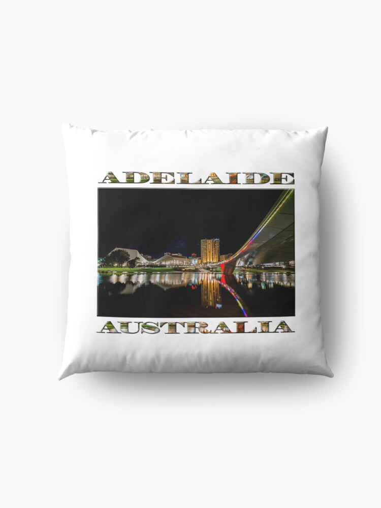 Alternate view of Adelaide Riverbank at Night (poster on white) Floor Pillow