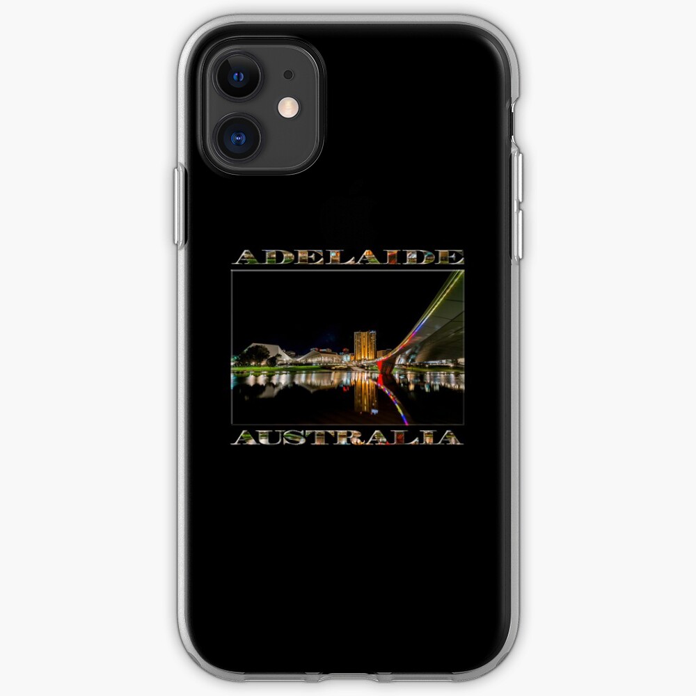 Adelaide Riverbank at Night (poster on black) iPhone Case & Cover