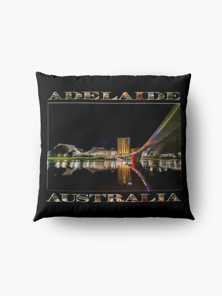 Alternate view of Adelaide Riverbank at Night (poster on black) Floor Pillow