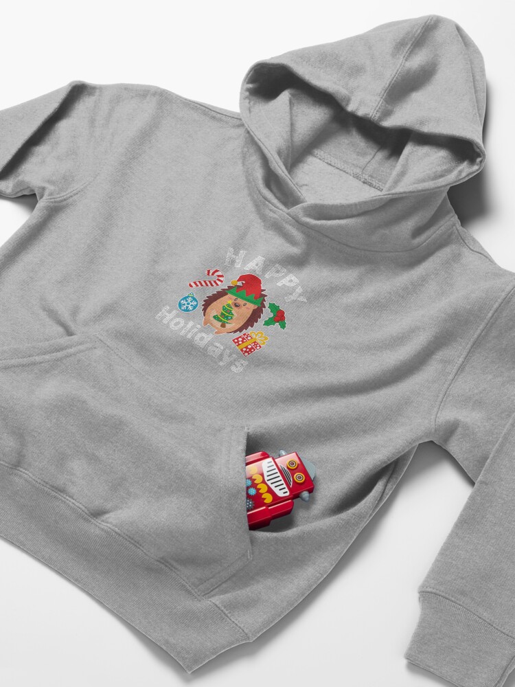 Alternate view of Hedgehog Christmas Hedgehogs Xmas Holiday Kids Pullover Hoodie