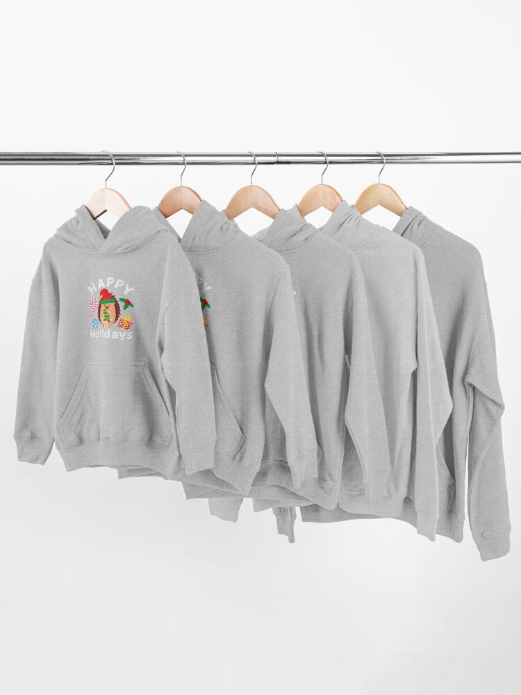 Alternate view of Hedgehog Christmas Hedgehogs Xmas Holiday Kids Pullover Hoodie