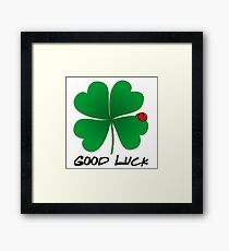 Good Luck - Four Leaf Clover with Ladybug Framed Print