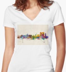 Calcutta (Kolkata) India Skyline Women's Fitted V-Neck T-Shirt