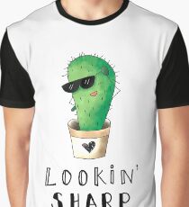 "Looking Sharp" Cactus Watercolor Illustration Graphic T-Shirt