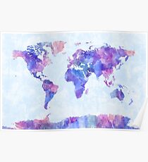 Karte der Weltkarte-Aquarell-Malerei Poster