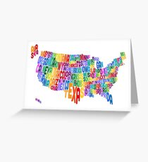 United States Typography Text Map Greeting Card