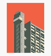 Trellick Tower London Isometric Minimal - Plain Brick Photographic Print