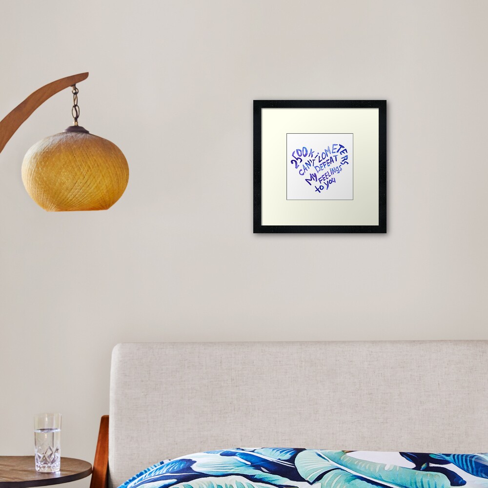 2500 kilometers can't defeat my feelings to you Framed Art Print